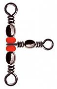 Фото вертлюг тройной с бус. 90 град. barrel triple swivels style, цвет black nikel, размер 7x9, (50шт.)