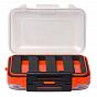 Фото коробка двусторонняя для мух и мормышек со шнурком оранжевая/синяя (110х70х35 мм) c-012 / zy-11